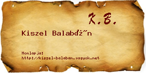 Kiszel Balabán névjegykártya